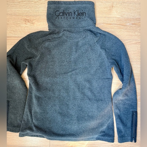 CALVIN KLEIN Gray Zip-Up Fleece Hoodie - Picture 2 of 6